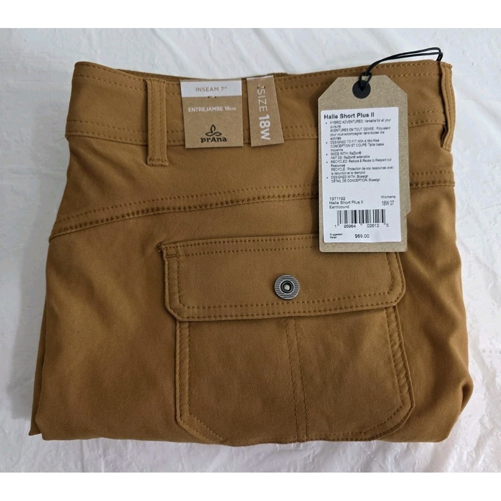 Prana Halle Short Plus II Earthbound Womens 18W 7" Inseam ReZion Stretch Hiking